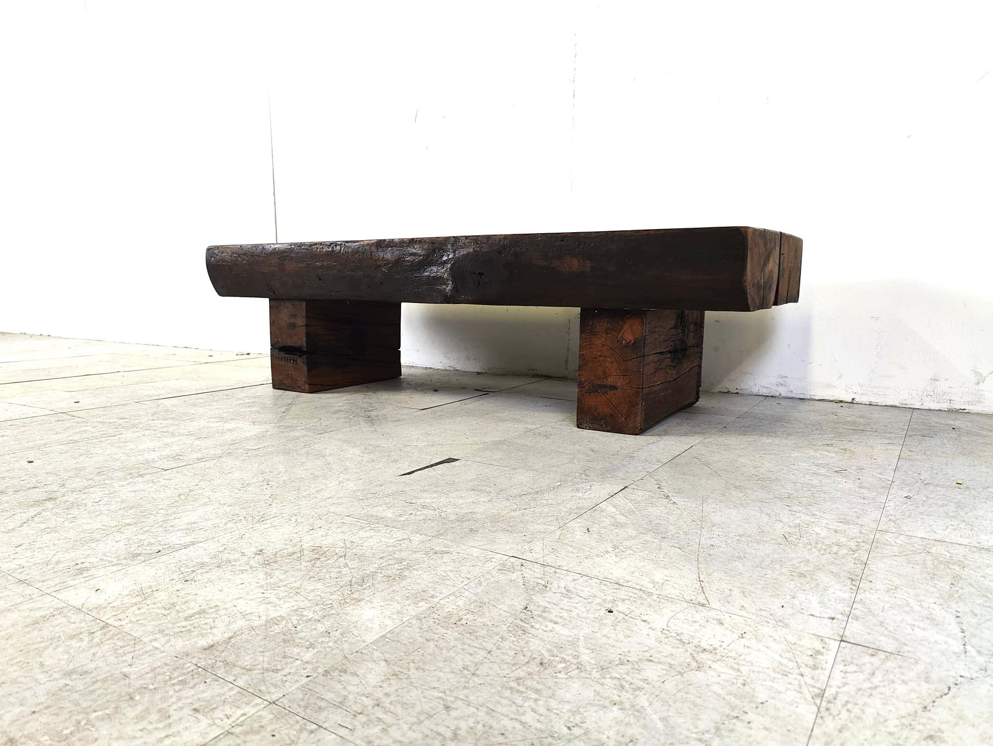 French Rectangular brutalist coffee table, 1950s
