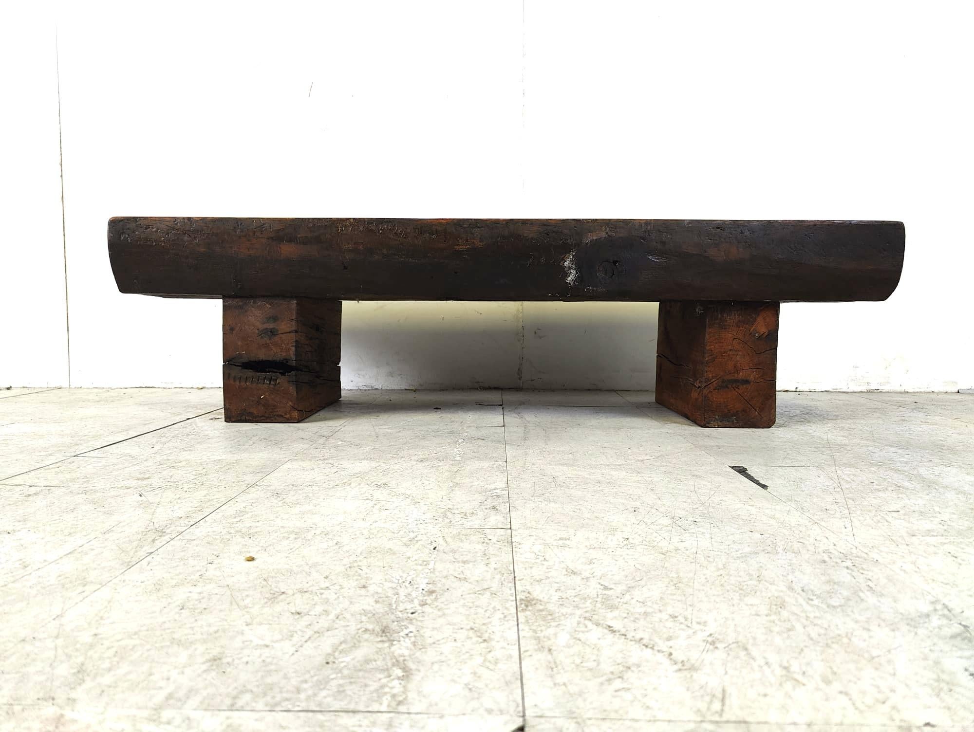 Rectangular brutalist coffee table, 1950s In Good Condition In Leuven, Vlaams Gewest