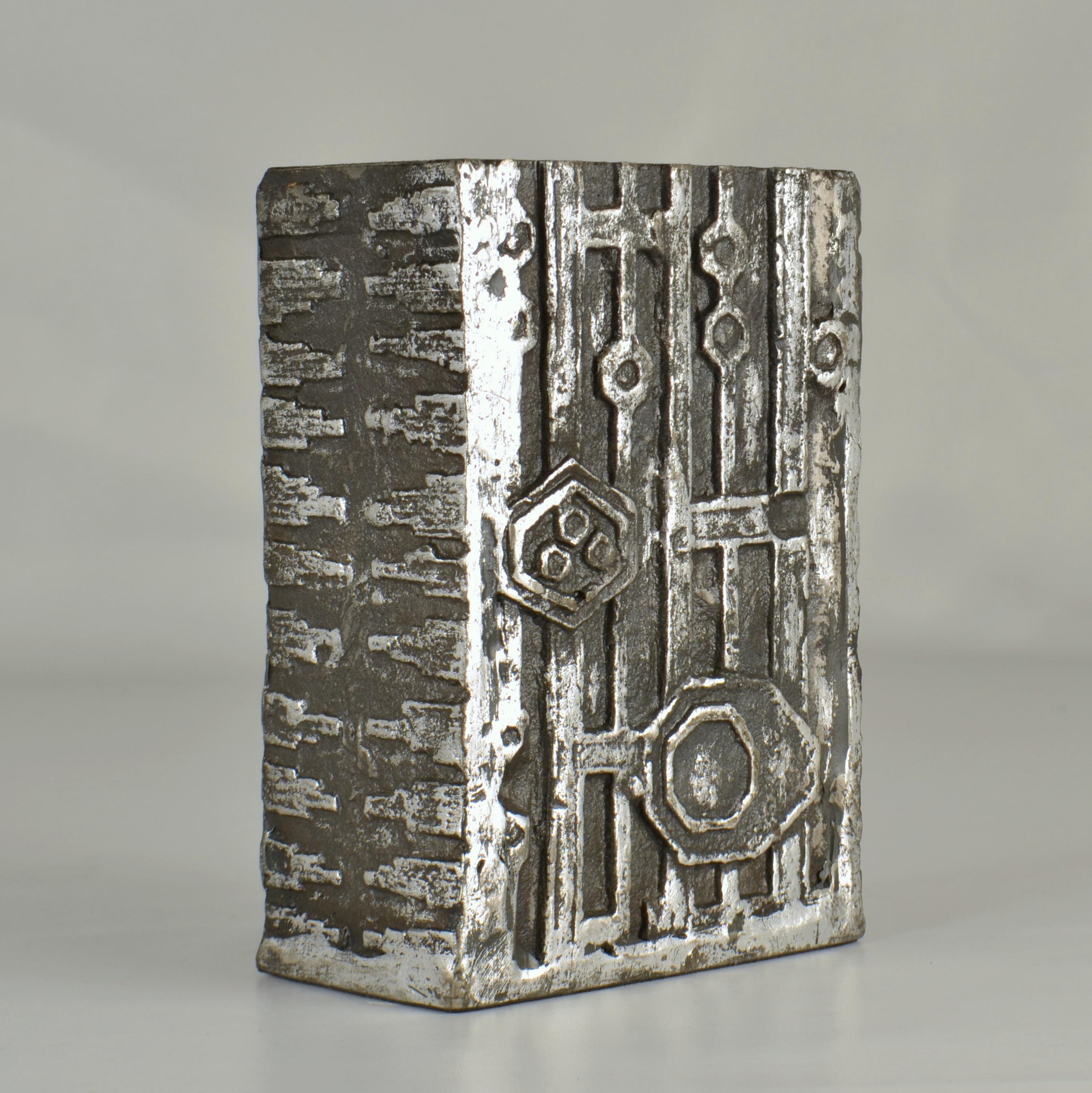 Scandinavian Modern Brutalist Steel Vase by Olaf Joff Norway, 1970 For Sale