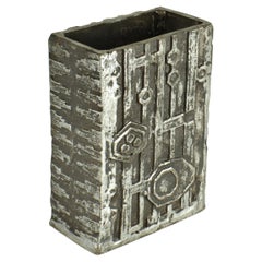 Rectangular Brutalist Steel Vase by Olaf Joff Norway, 1970