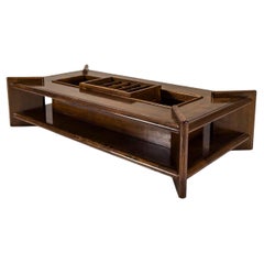 Mesa de centro rectangular de estilo brutalista en madera de fresno, Italia Años 70