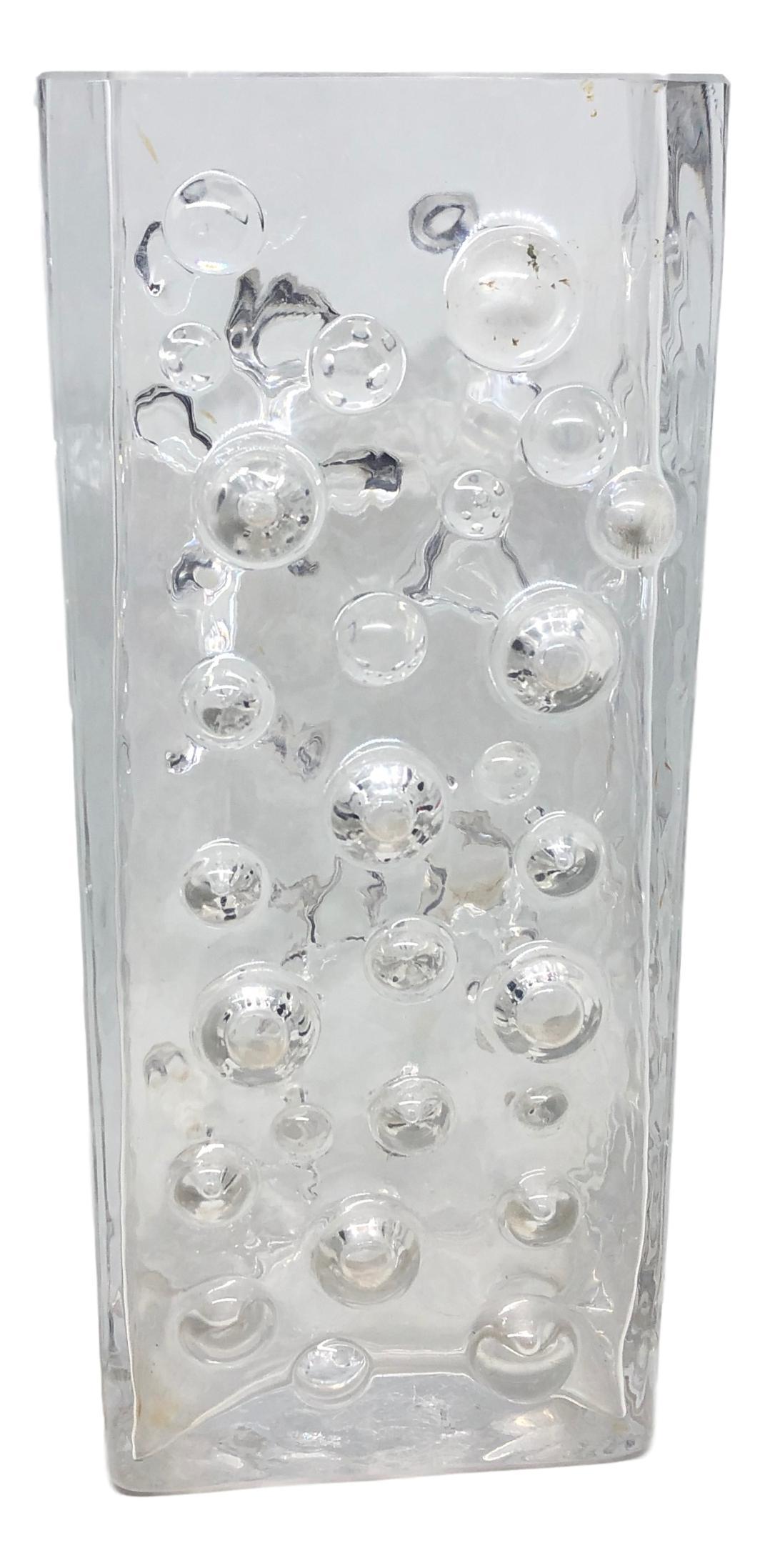 Rare Block Glass Crystal Vase Walther Glass 70s Mid Century german glass decor
