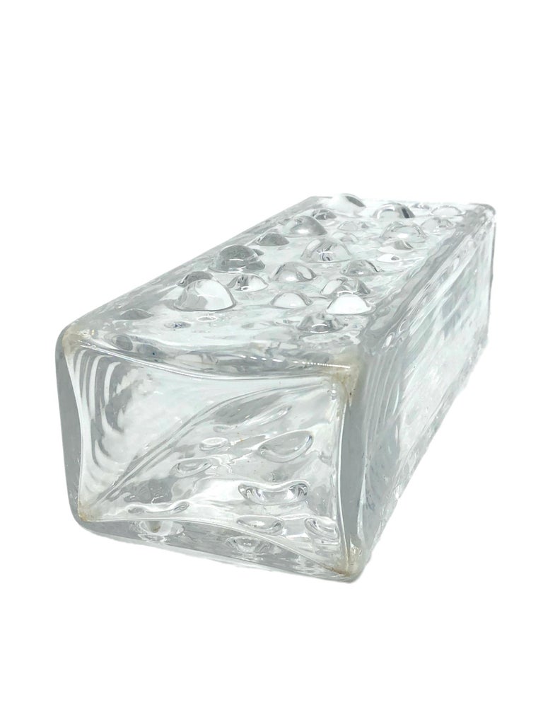 Rectangular Bubble Glass Vase by WMF Glas in Clear Color, circa