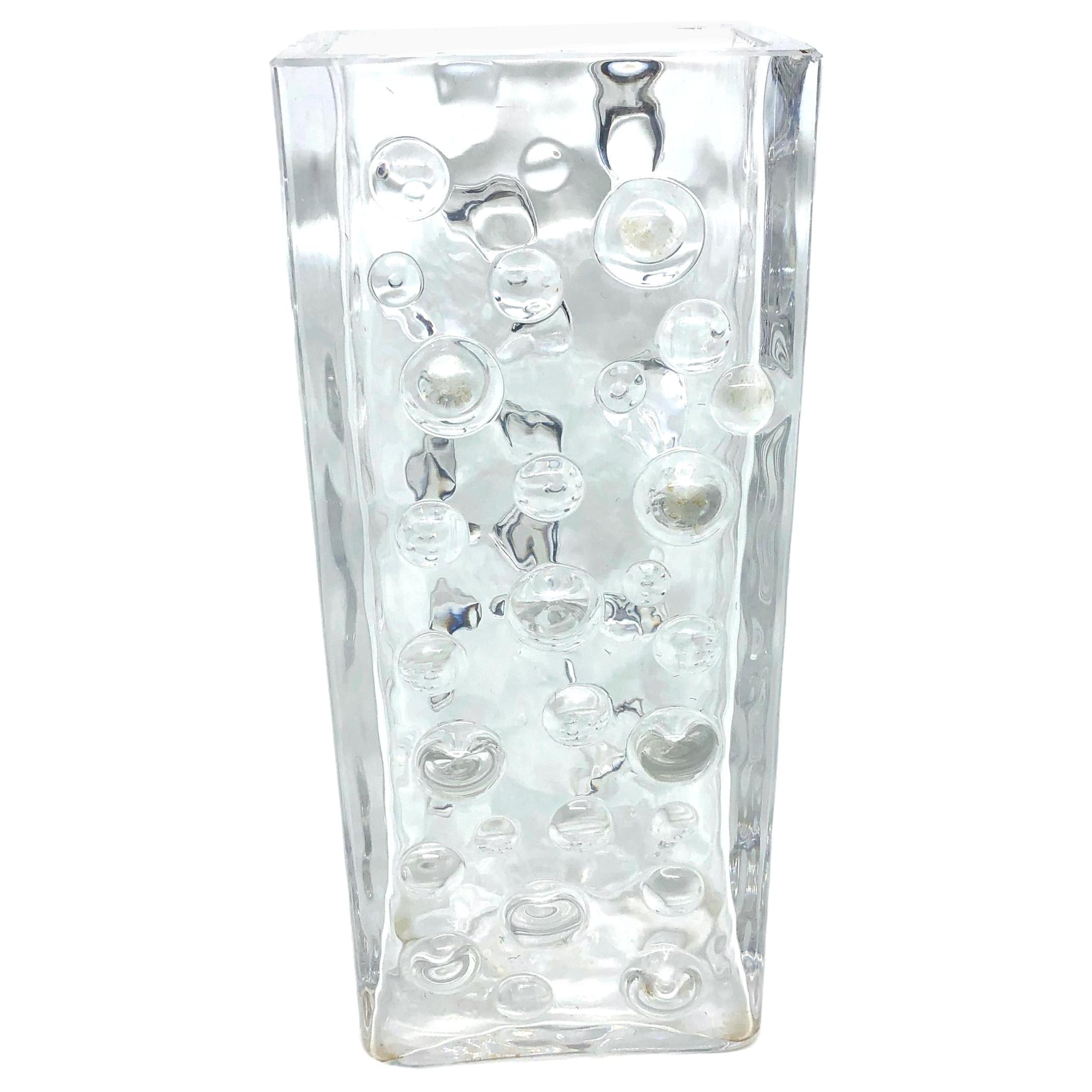 Rectangular Bubble Glass Vase by WMF Glas in Clear Color, circa 1970s