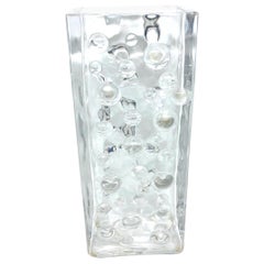 Vintage Rectangular Bubble Glass Vase by WMF Glas in Clear Color, circa 1970s