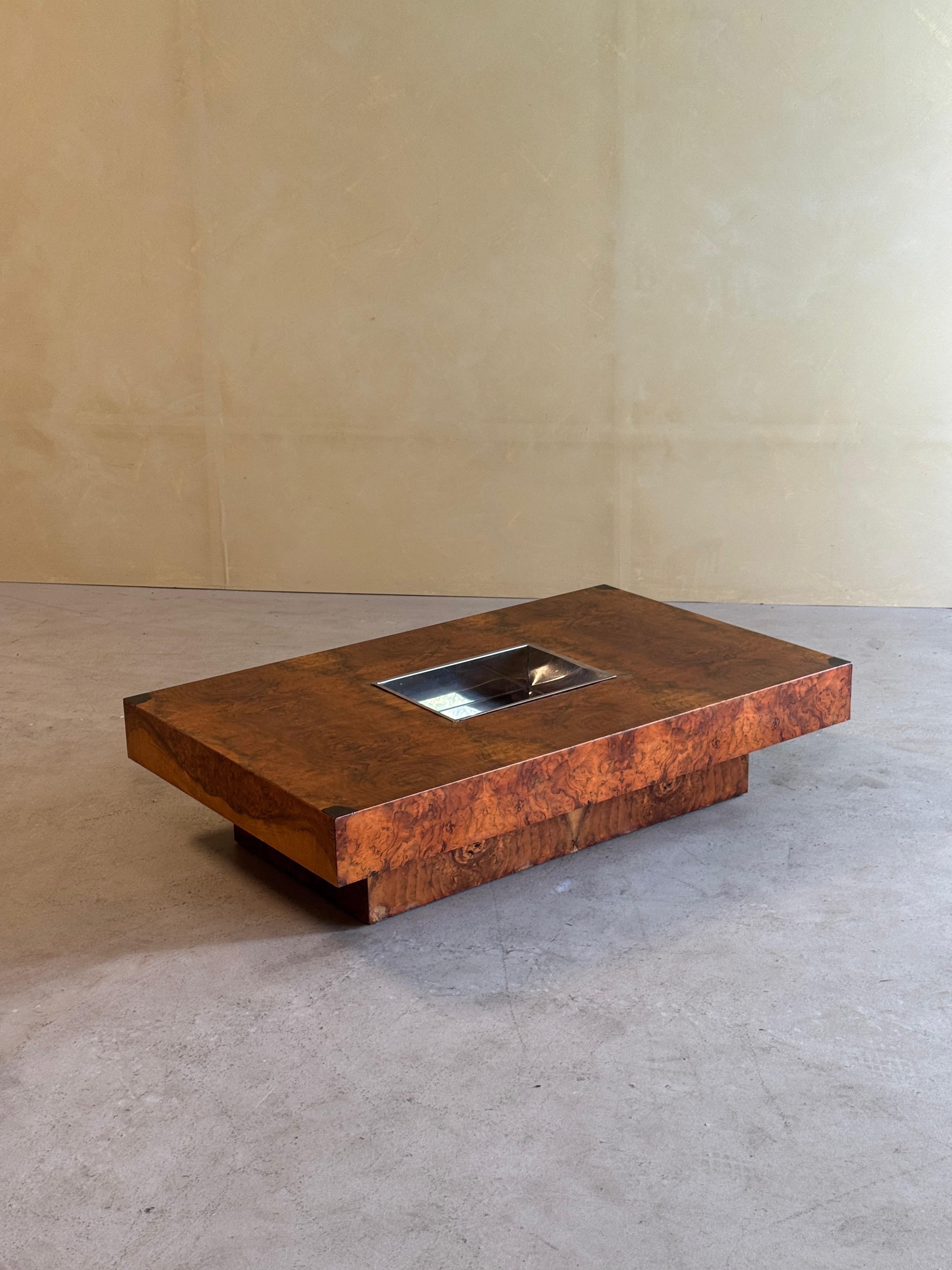 European Rectangular Burlwood Coffeetable For Sale