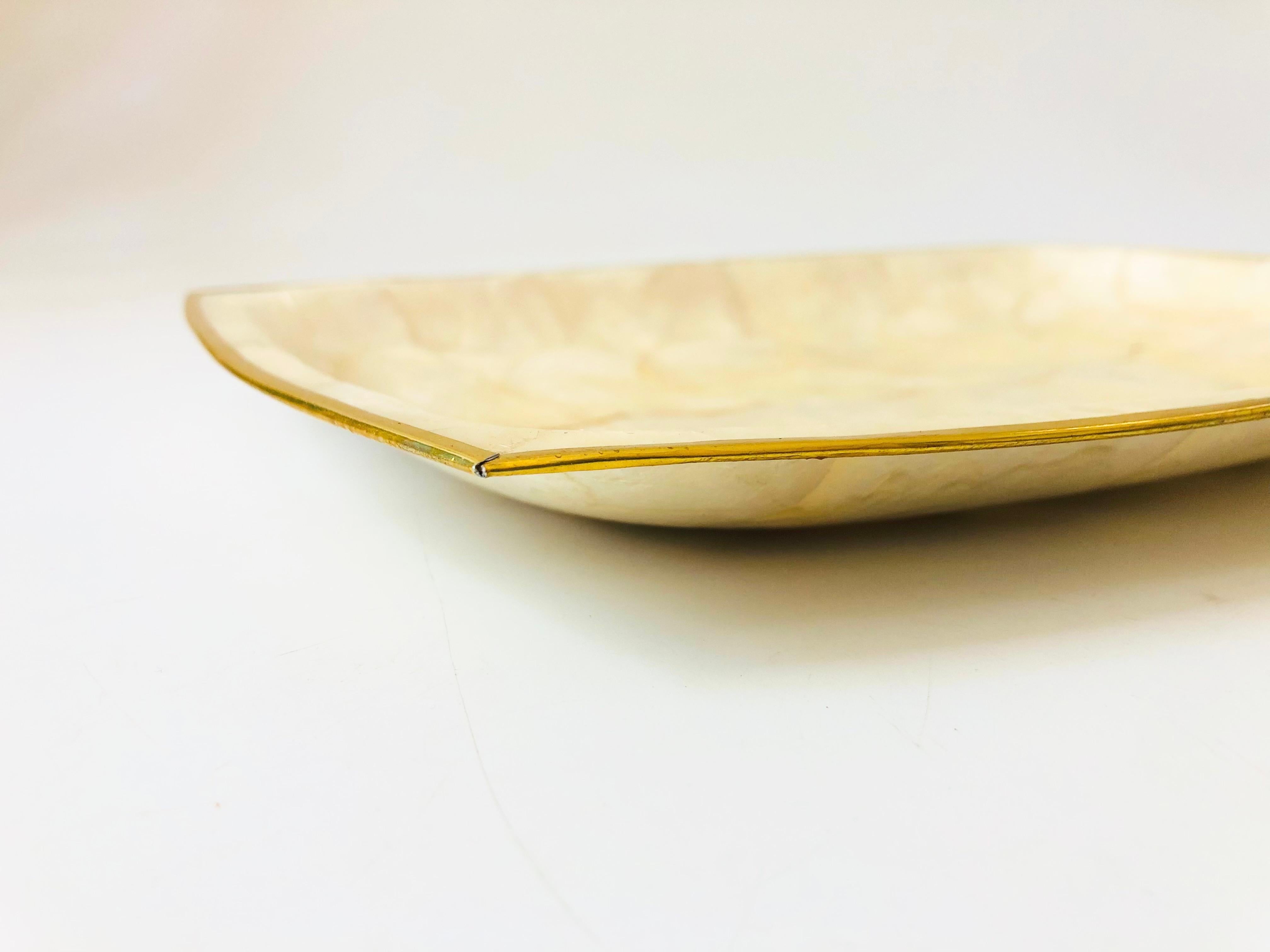 Brass Rectangular Capiz Shell Tray For Sale