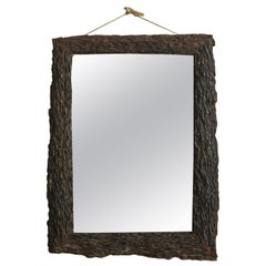 Rectangular Carved Bavarian Wood Frame Mirror, 20th Century