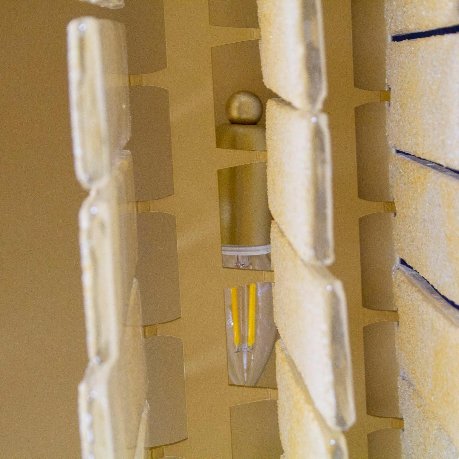 XXI secolo e contemporaneo Lampada da soffitto rettangolare, Listelli in vetro di Murano Ambergraniglia by Multiforme in vendita
