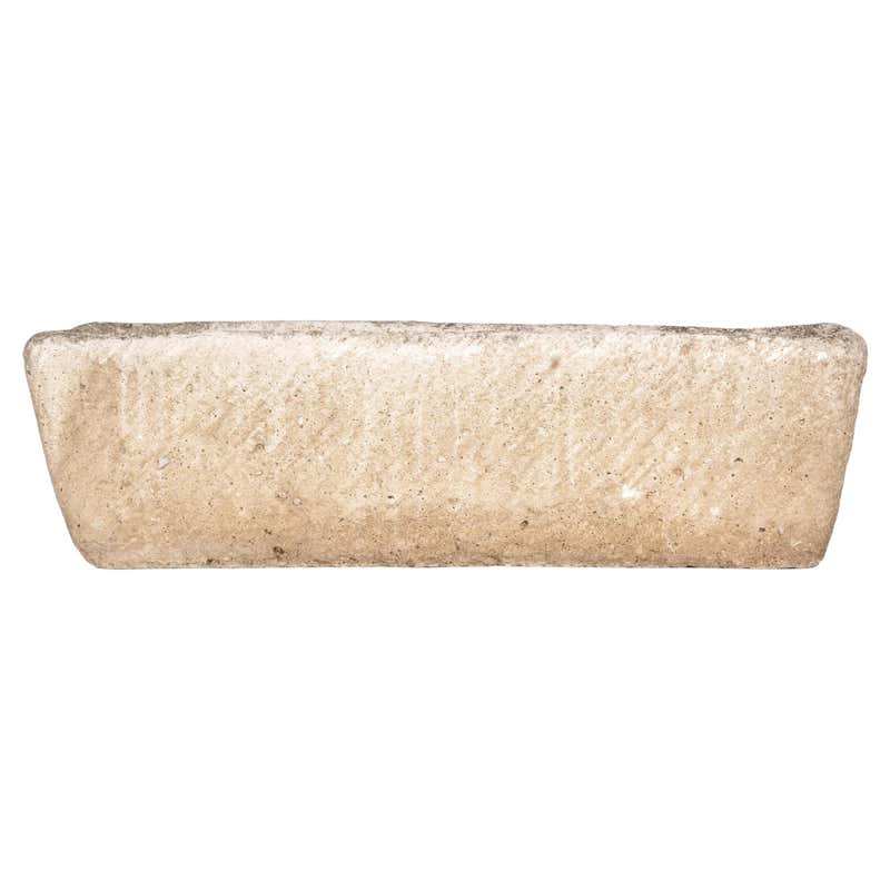 Tall Retangular Stone Rectangular Hand-Carved Stone Planter For Sale at 1stDibs