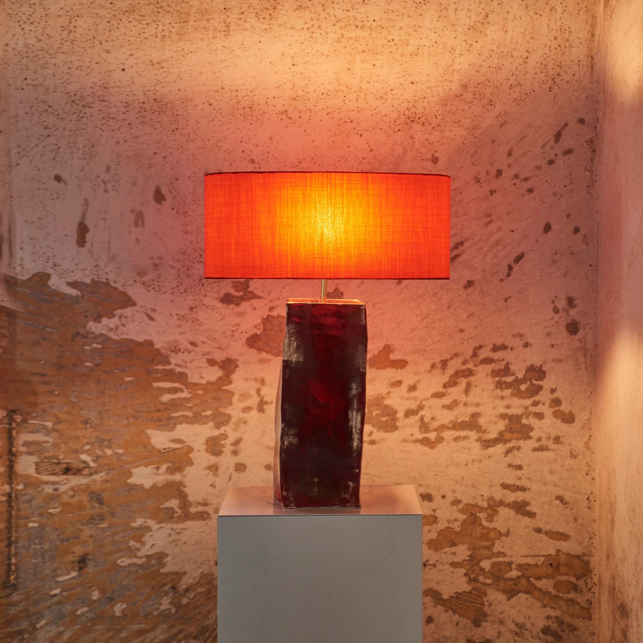 Post-Modern Rectangular Ceramic Lamp by Project 213A For Sale