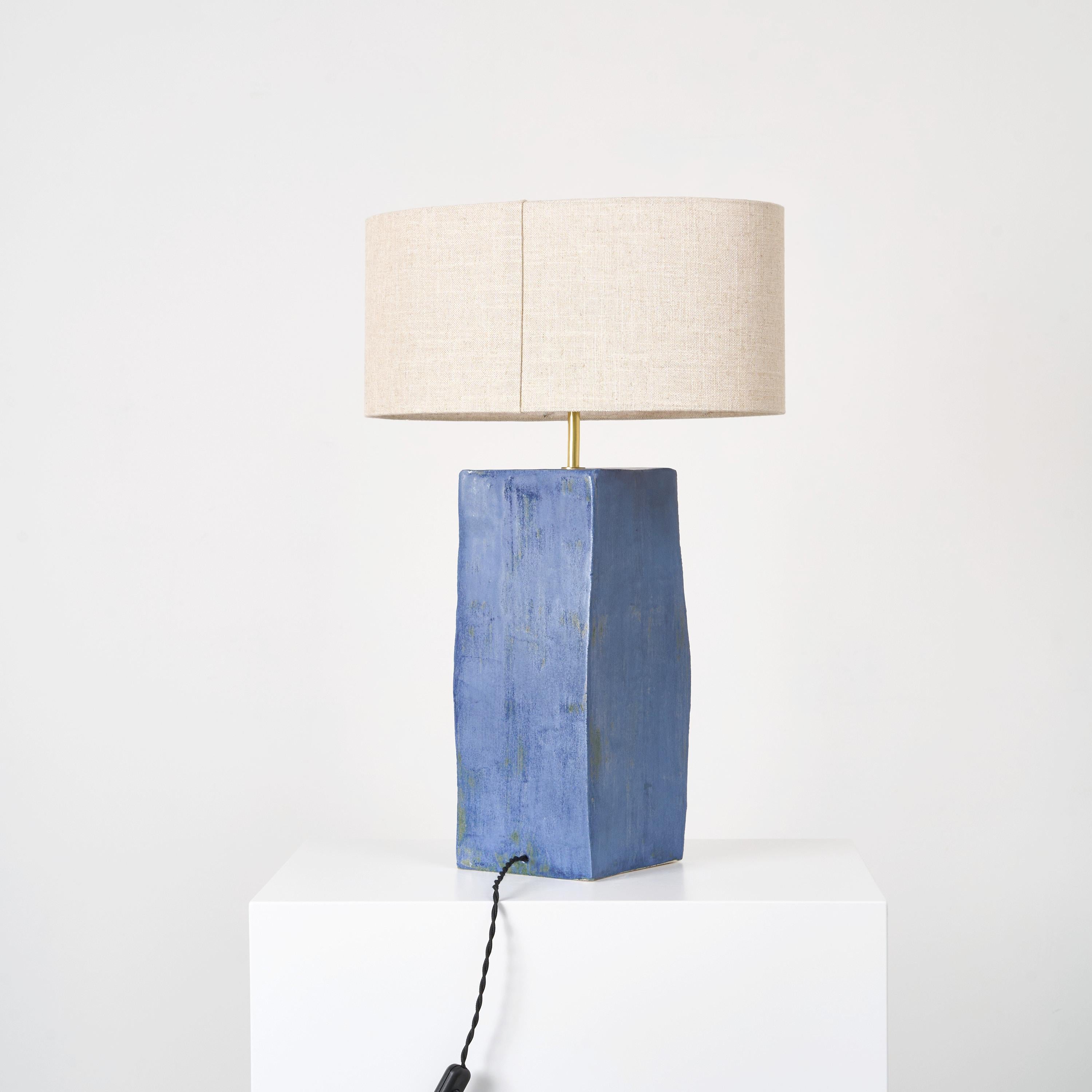 Portuguese Rectangular Ceramic Lamp For Sale