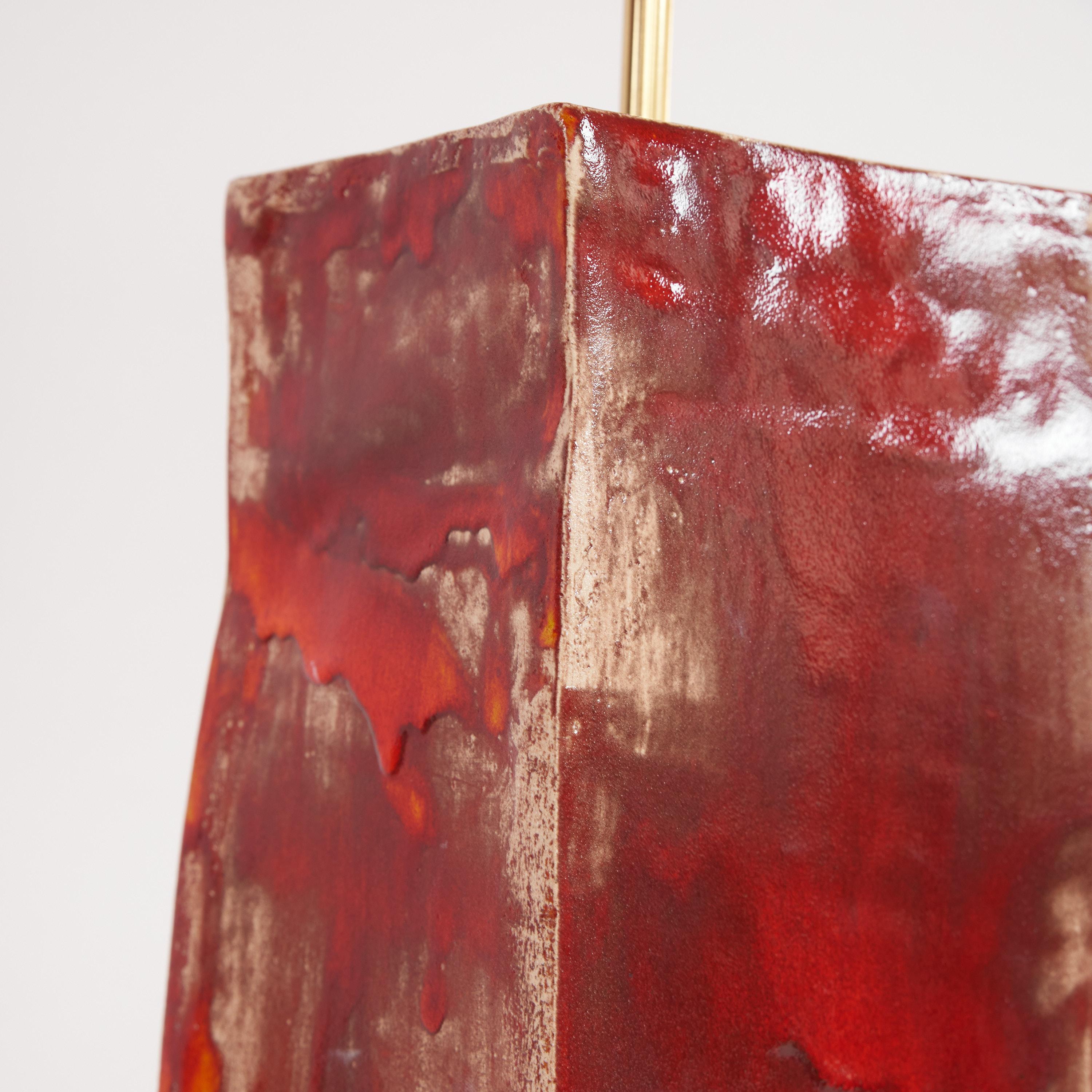 Hand-Crafted Rectangular Ceramic Lamp For Sale