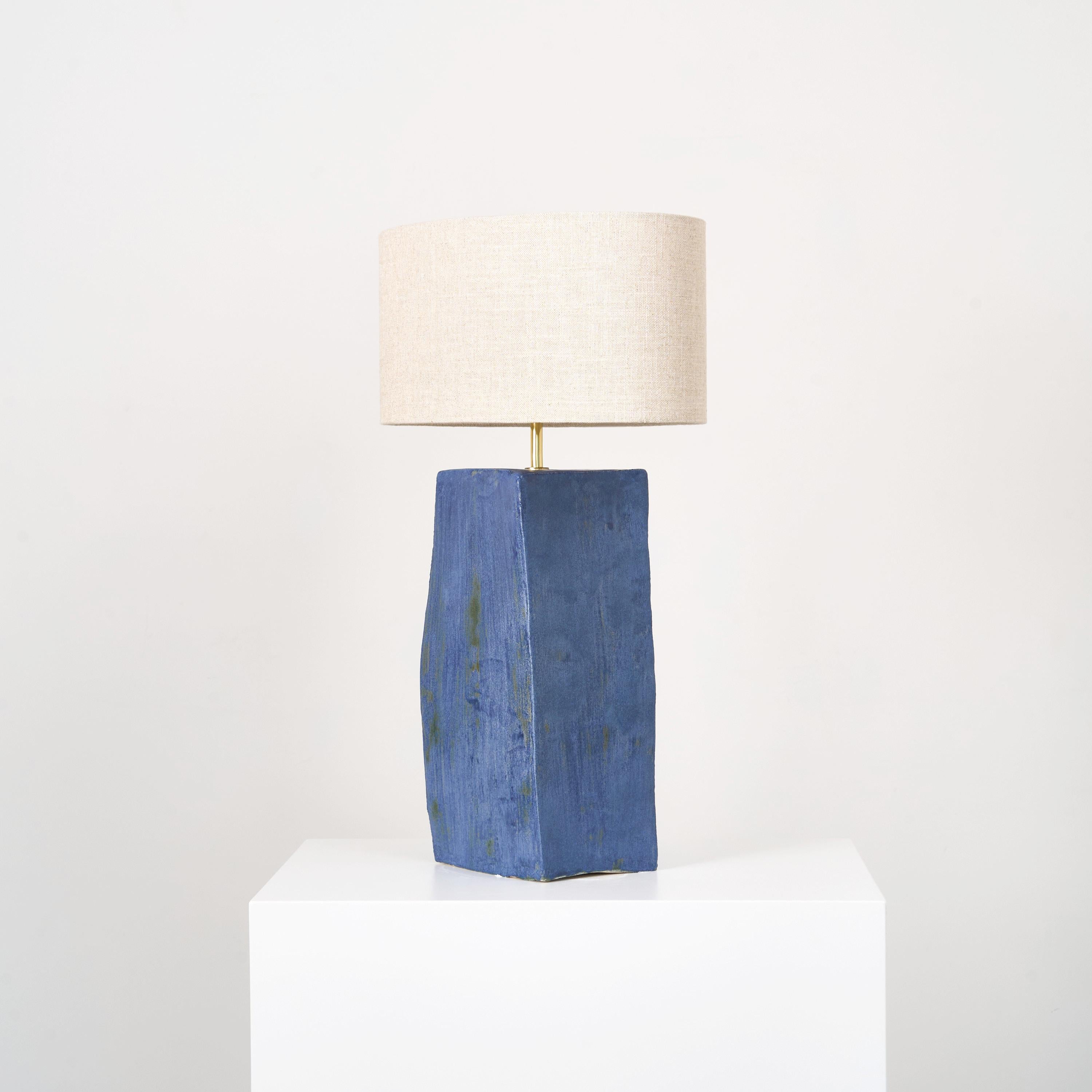 Hand-Crafted Rectangular Ceramic Lamp For Sale