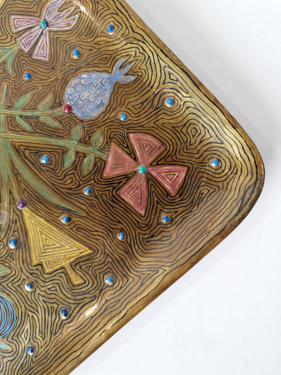 Mid-Century moderno Vassoio rettangolare in ceramica Studio A di Zaur, Roma, Italia in vendita