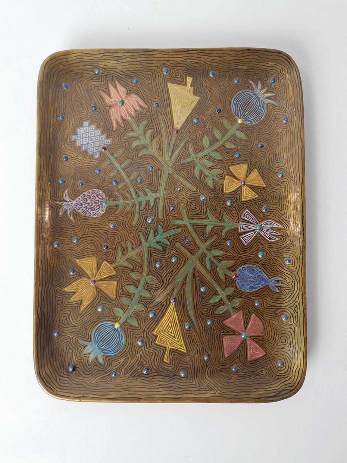 Italiano Vassoio rettangolare in ceramica Studio A di Zaur, Roma, Italia in vendita
