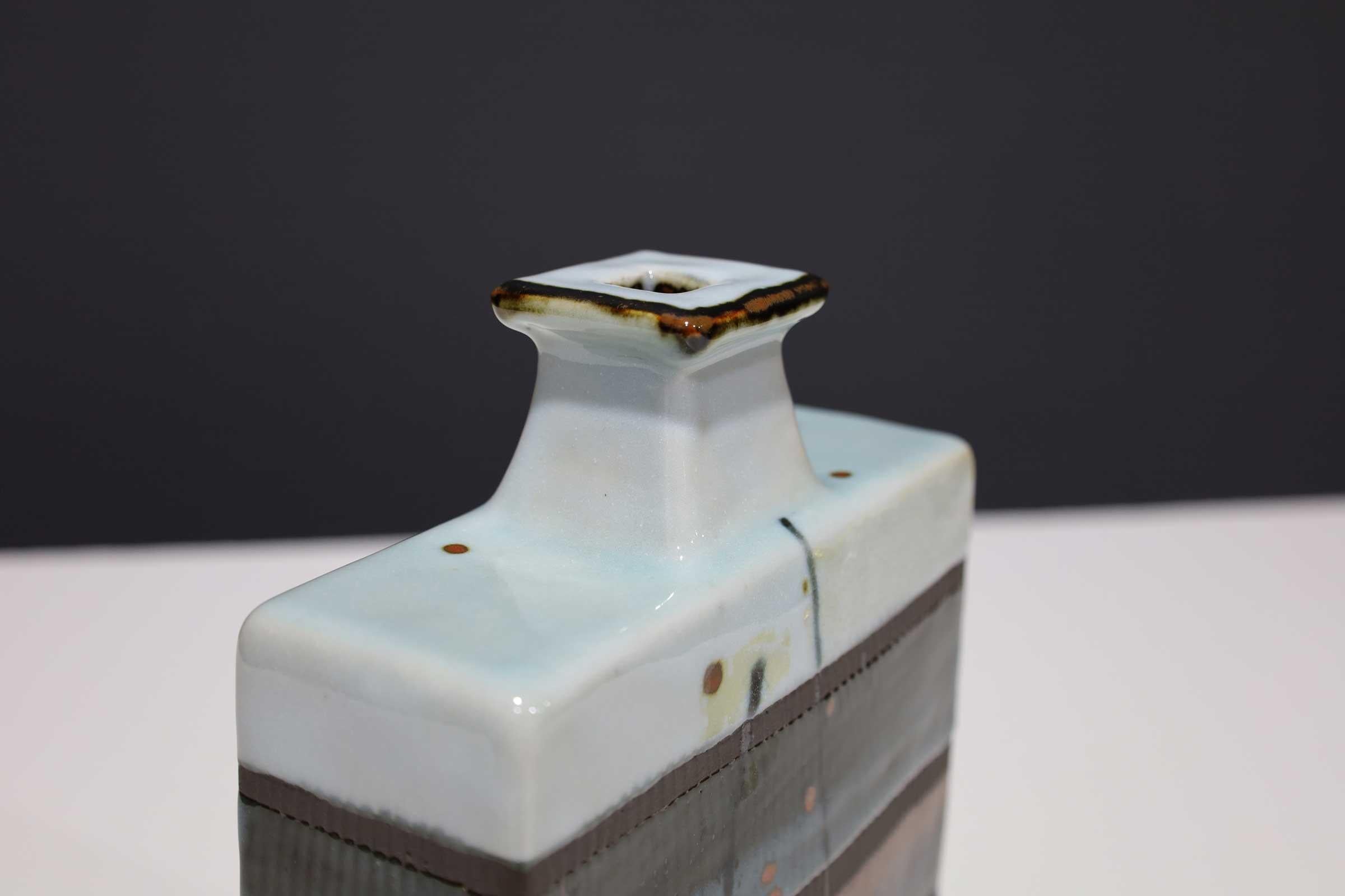 Rectangular Ceramic Vase by Albert Green In Excellent Condition For Sale In Dallas, TX