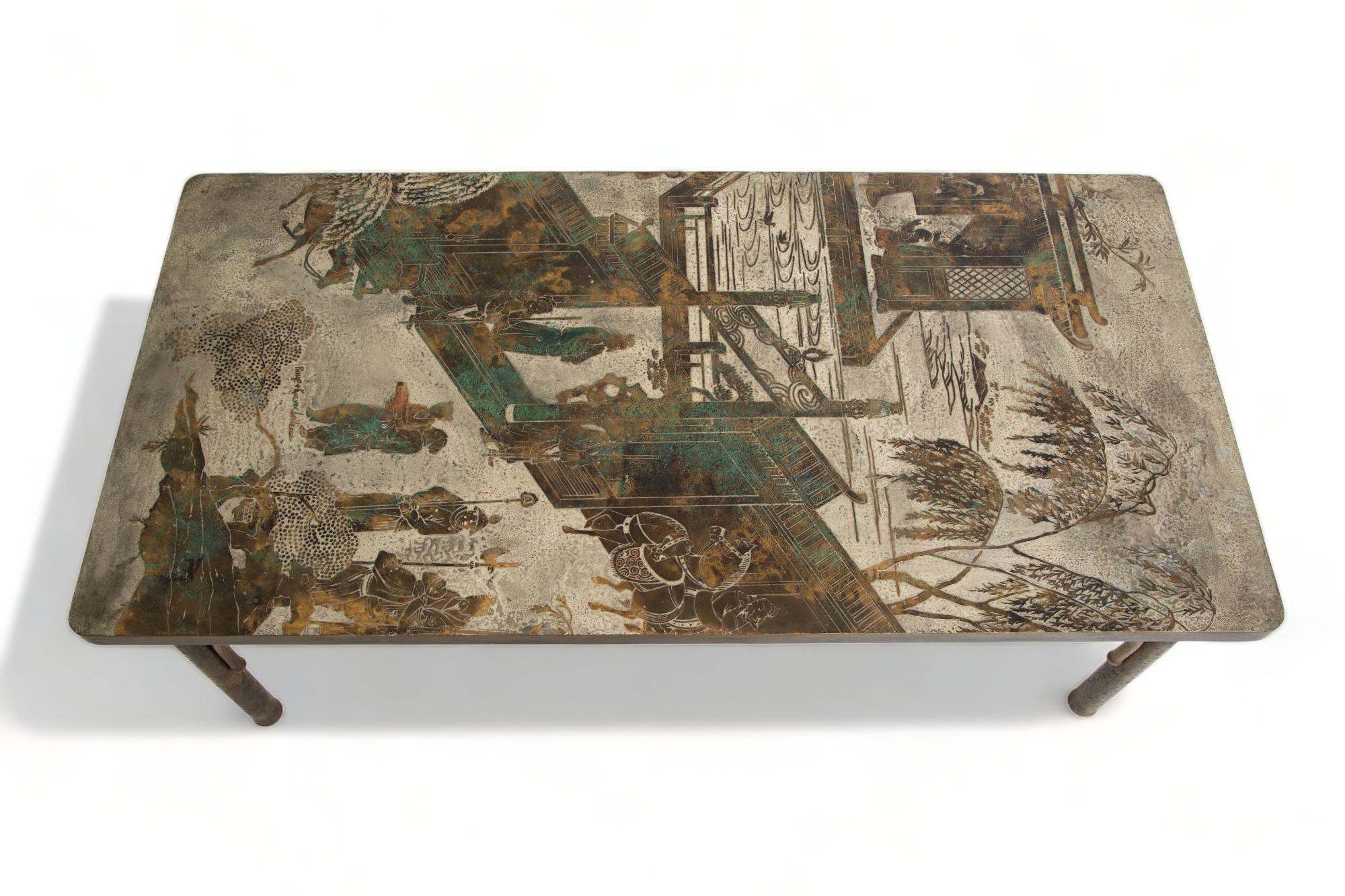 American Rectangular Chinoiserie Chan Coffee Table by Philip and Kelvin LaVerne