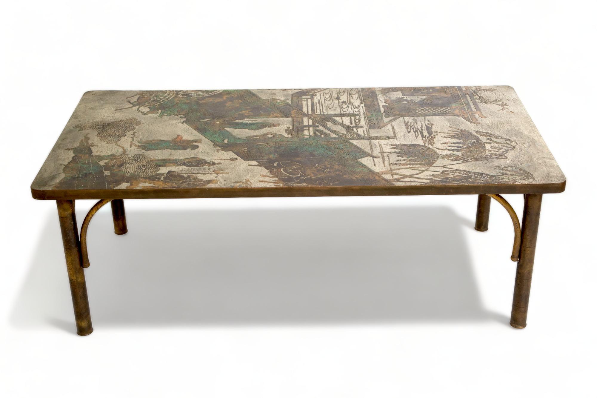 Enameled Rectangular Chinoiserie Chan Coffee Table by Philip and Kelvin LaVerne