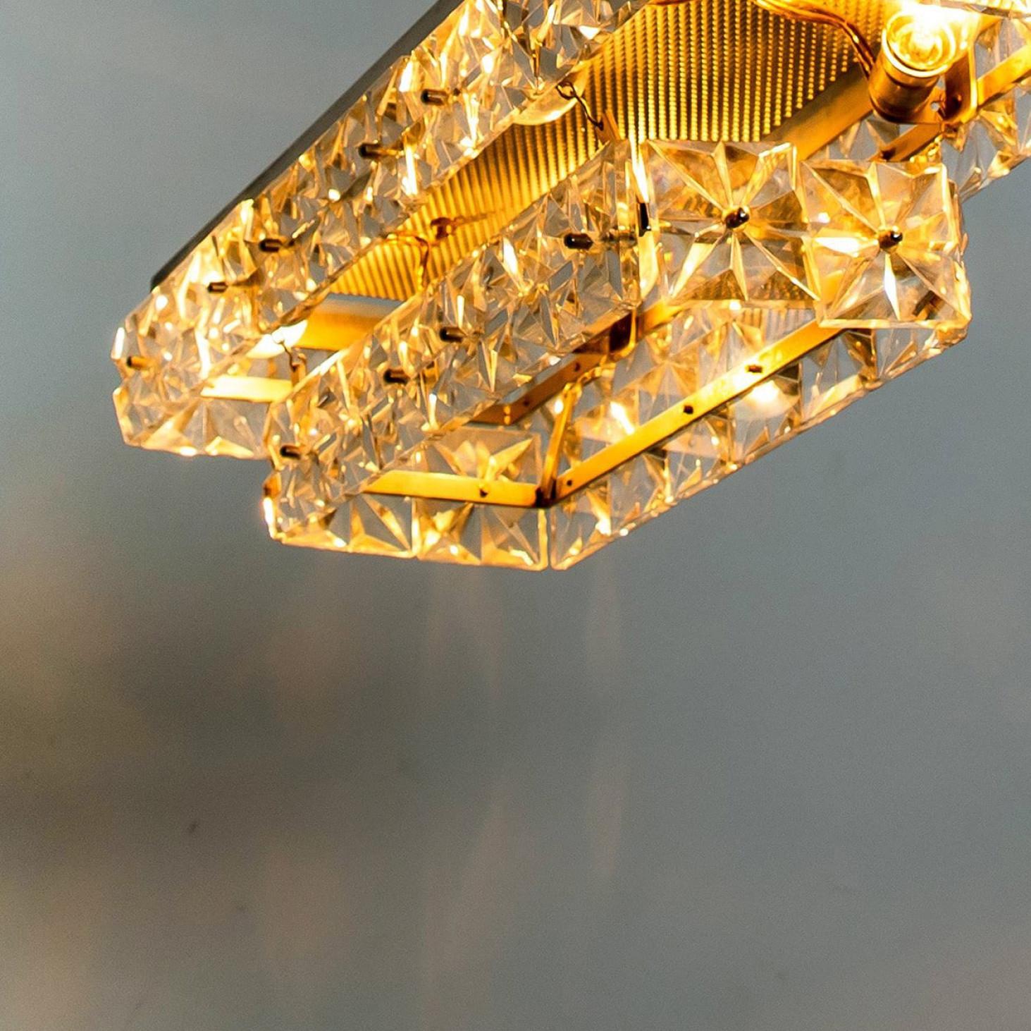 Rectangular Chrome and Crystal Kinkeldey Pendant Light, 1970 in vendita 3