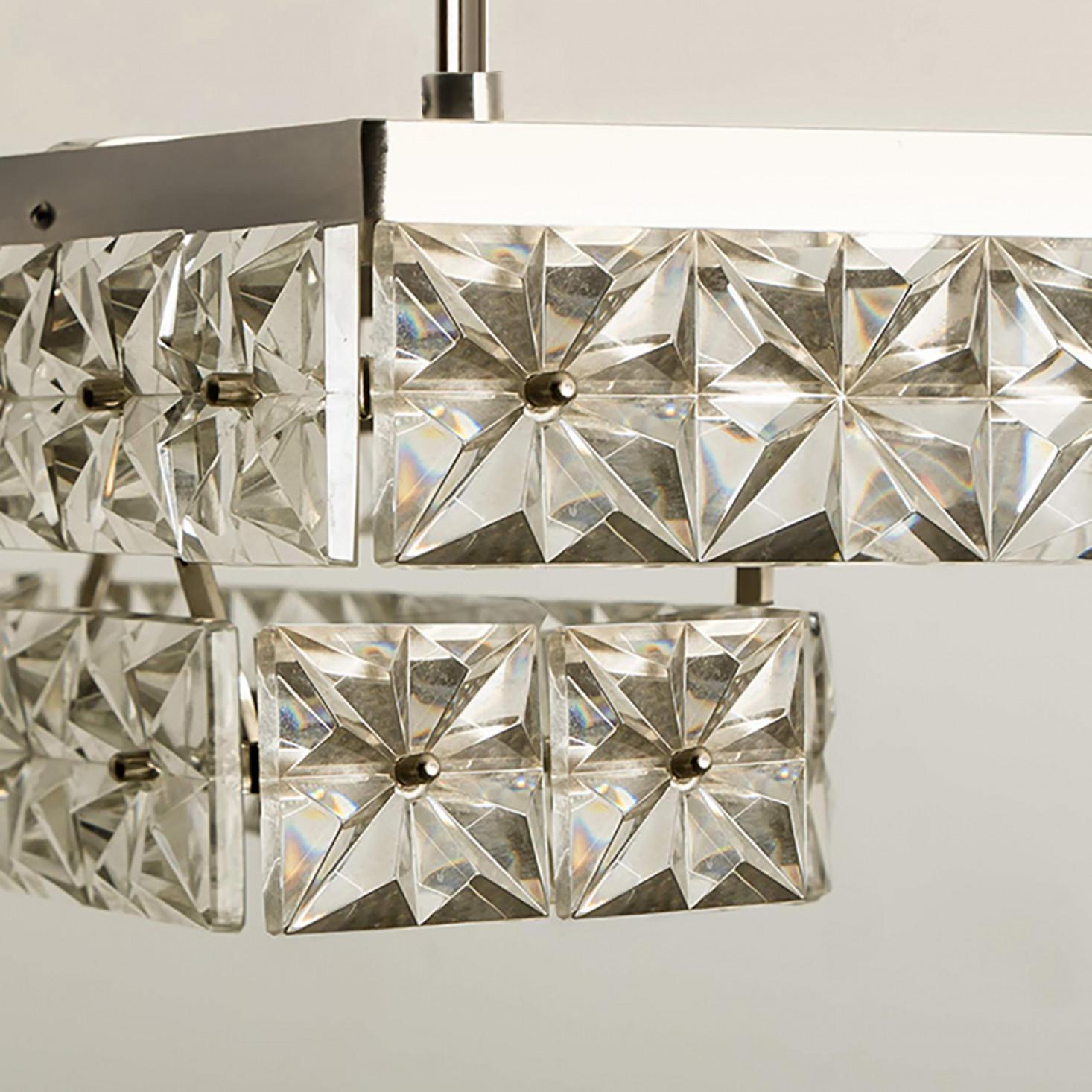 Lámpara colgante rectangular Kinkeldey de cromo y cristal, 1970 en venta 5