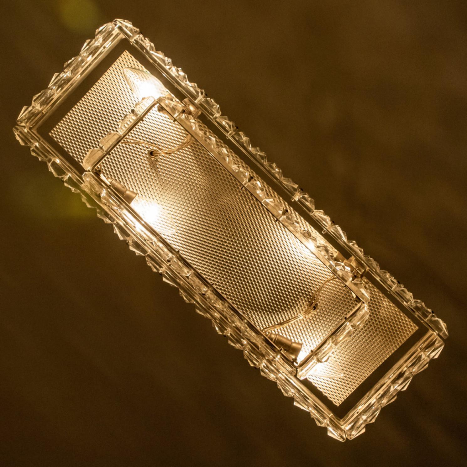 Lámpara colgante rectangular Kinkeldey de cromo y cristal, 1970 en venta 6
