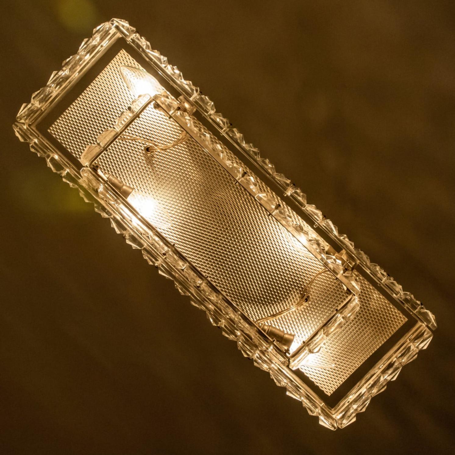 Rectangular Chrome and Crystal Kinkeldey Pendant Light, 1970 in vendita 6
