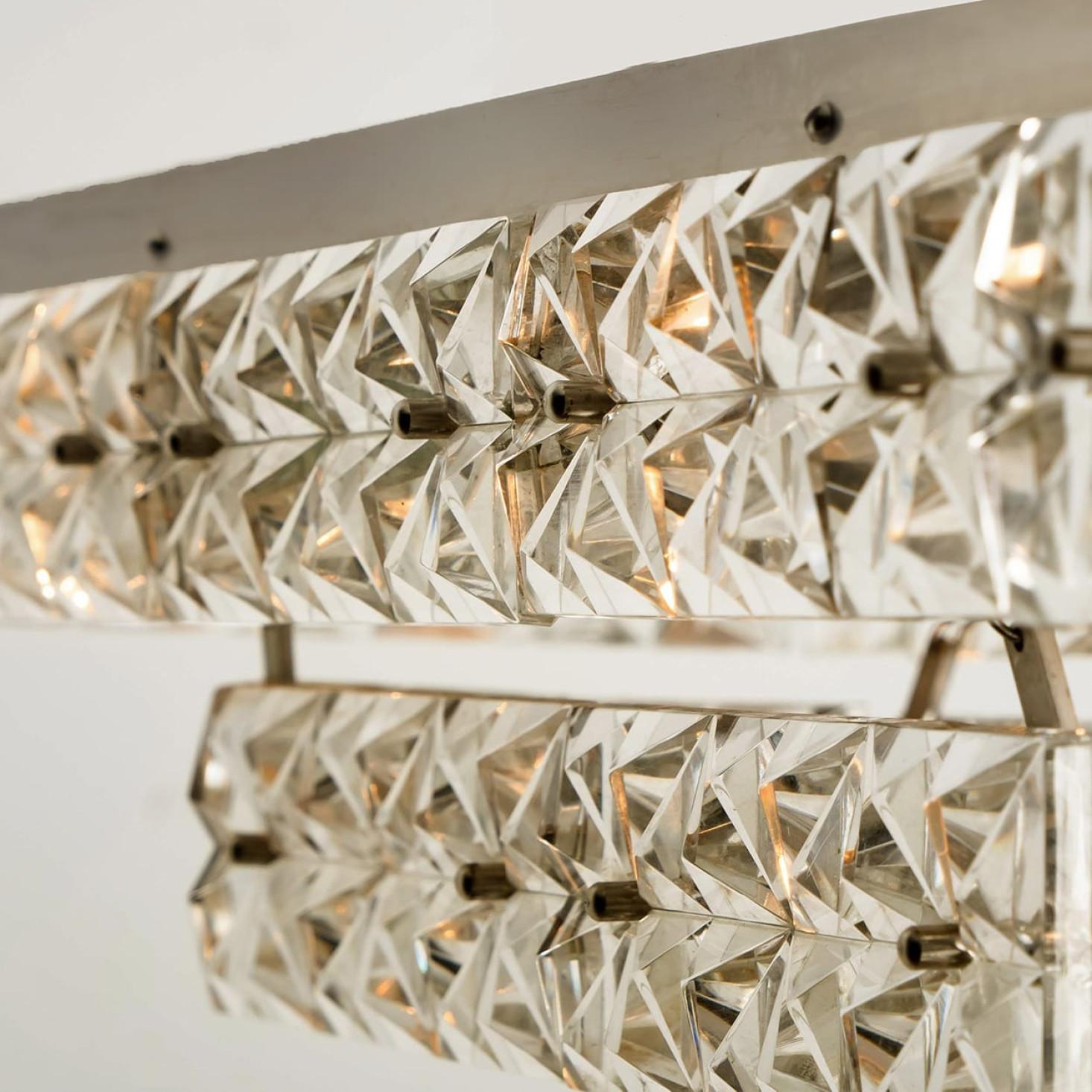 Rectangular Chrome and Crystal Kinkeldey Pendant Light, 1970 in vendita 11