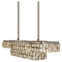 Lampe à suspension Kinkeldey rectangulaire en chrome et cristal, 1970