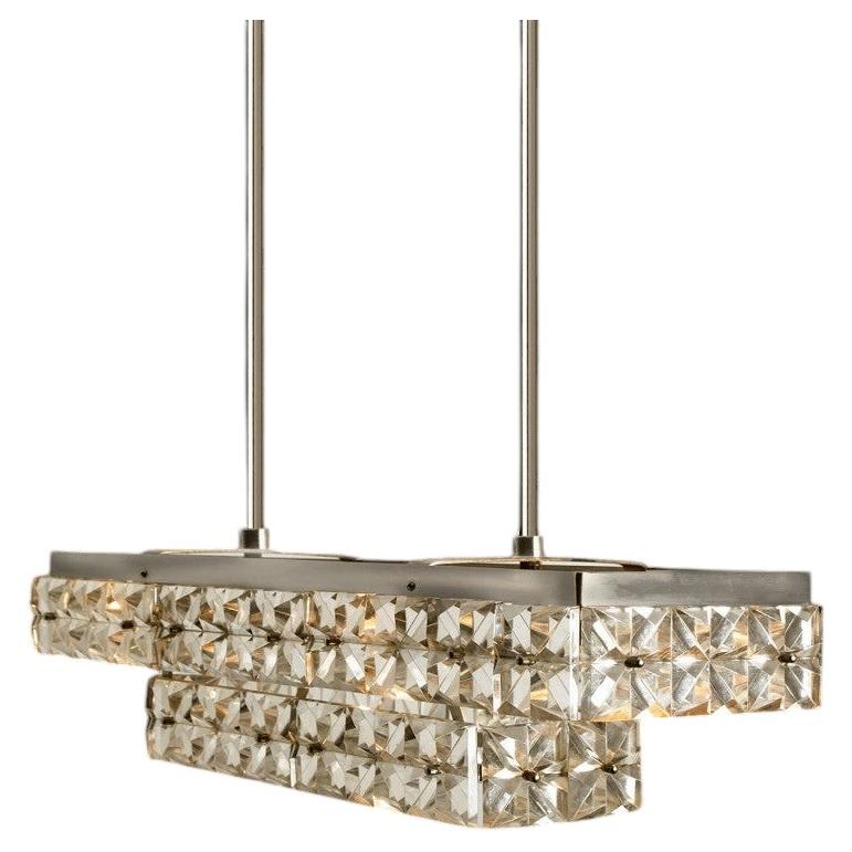 Rectangular Chrome and Crystal Kinkeldey Pendant Light, 1970