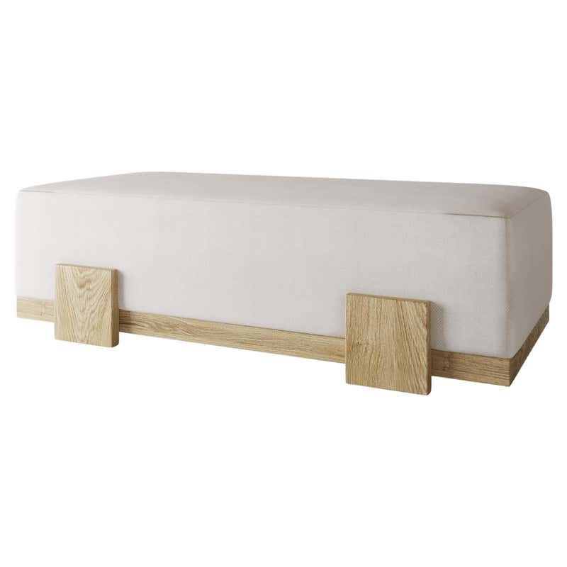 Modern Style Rectangular Milan Welted Ottoman in Velvet with Chrome ...