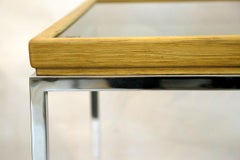 Rectangular Coffee Table with Smoke Glass and Chrome Legs, 1970s