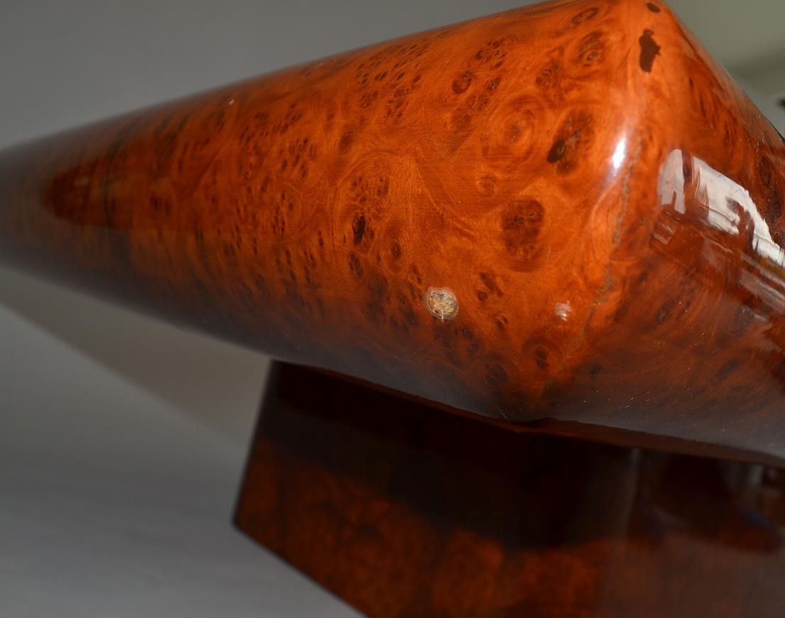 Decorator Cocktail or Coffee Table in High Gloss Lacquered Burl Wood, USA, 80s 4