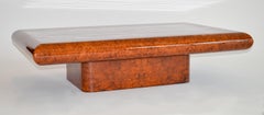 Decorator Cocktail or Coffee Table in High Gloss Lacquered Burl Wood, USA, 80s