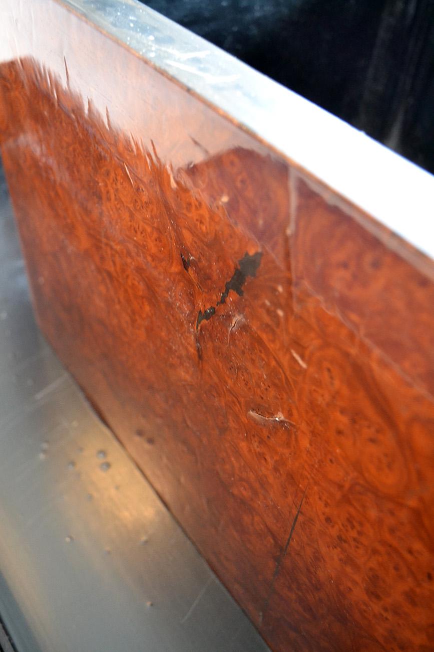 Decorator Cocktail or Coffee Table in High Gloss Lacquered Burl Wood, USA, 80s 3