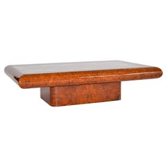 Decorator Cocktail or Coffee Table in High Gloss Lacquered Burl Wood, USA, 80s
