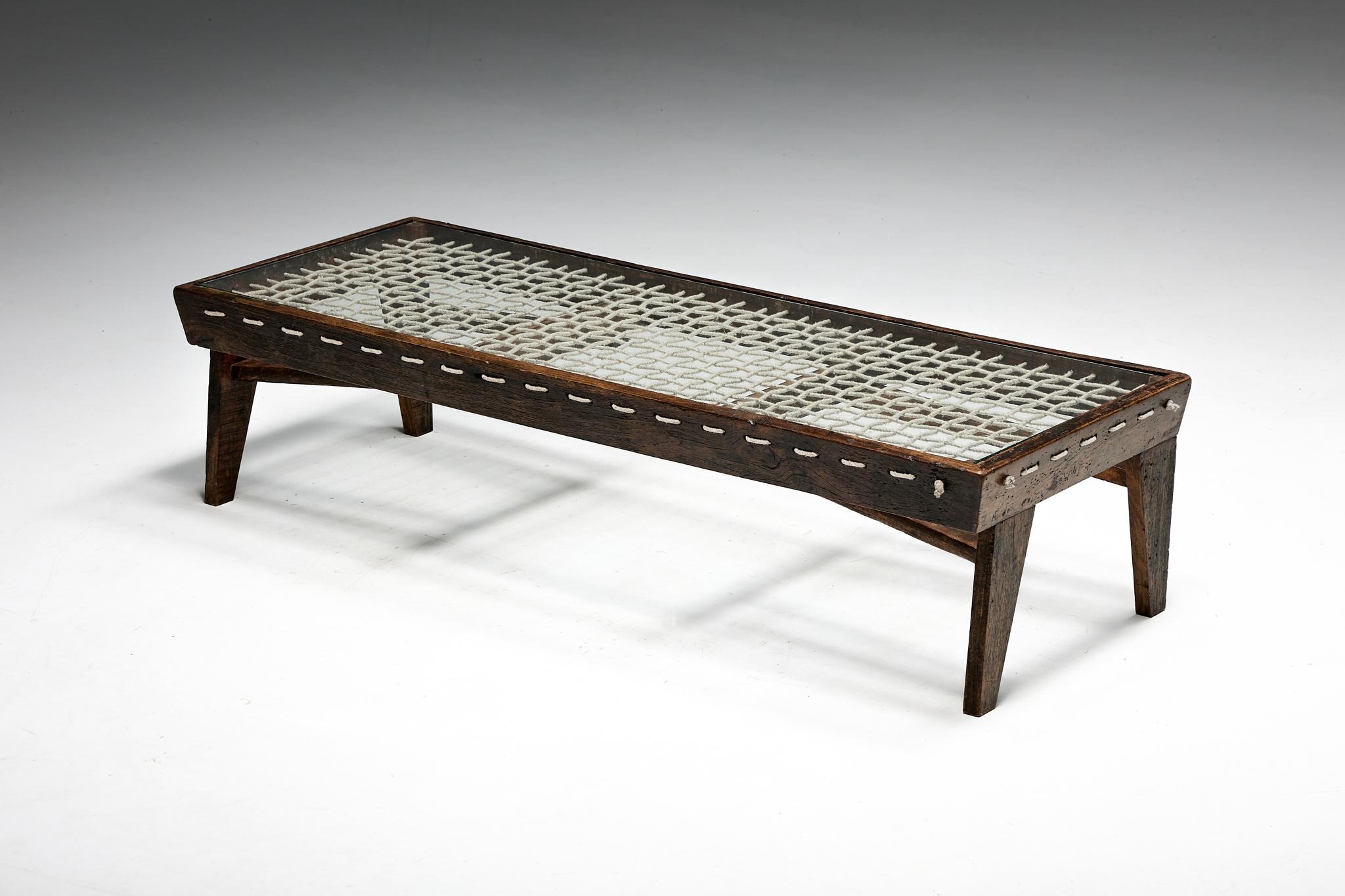Mid-Century Modern Rectangular Coffee Table by Pierre Jeanneret, Chandigarh, 1960s For Sale