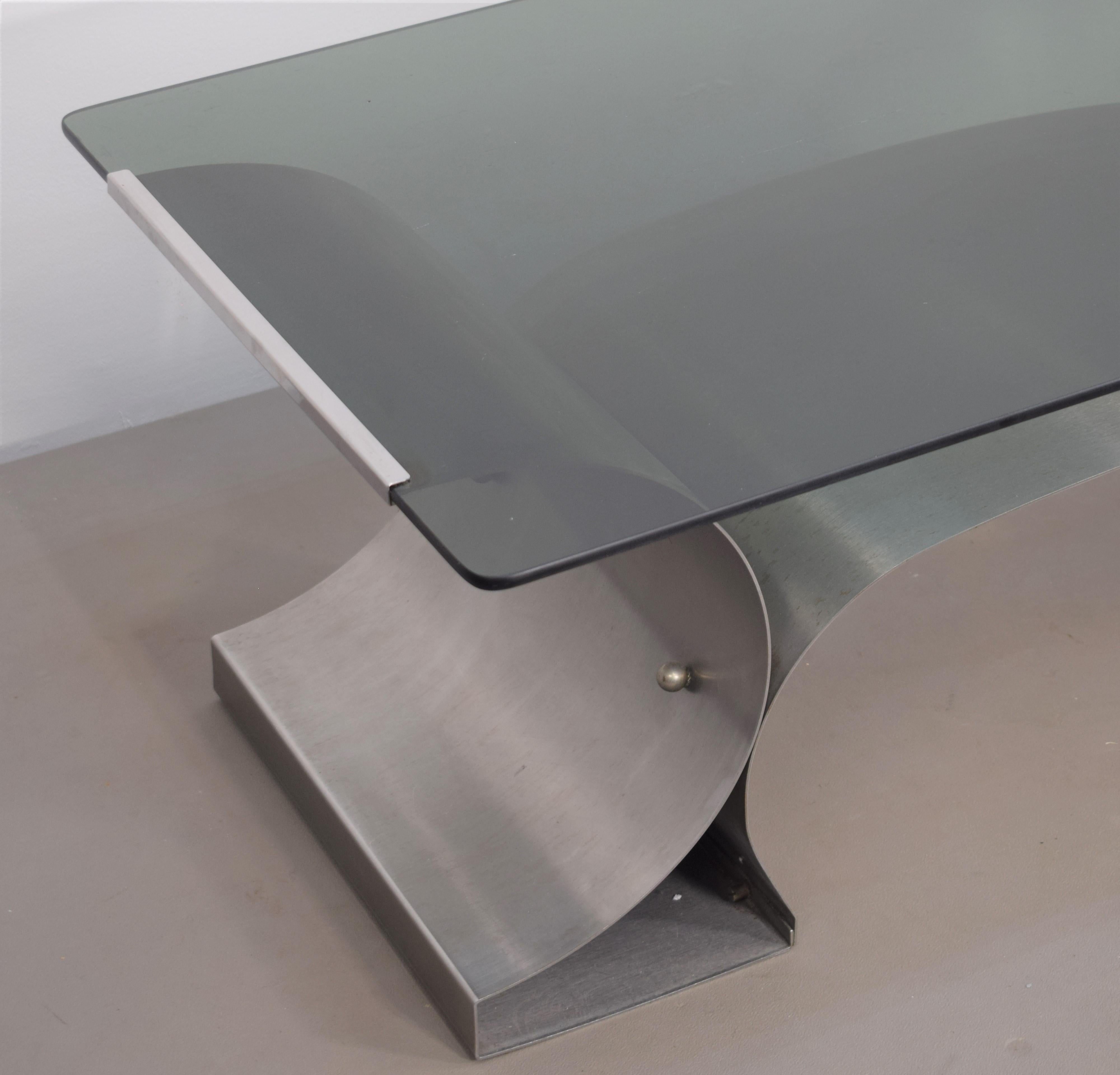 Mid-Century Modern Table basse rectangulaire de Francois Monnet, France, années 1970 en vente