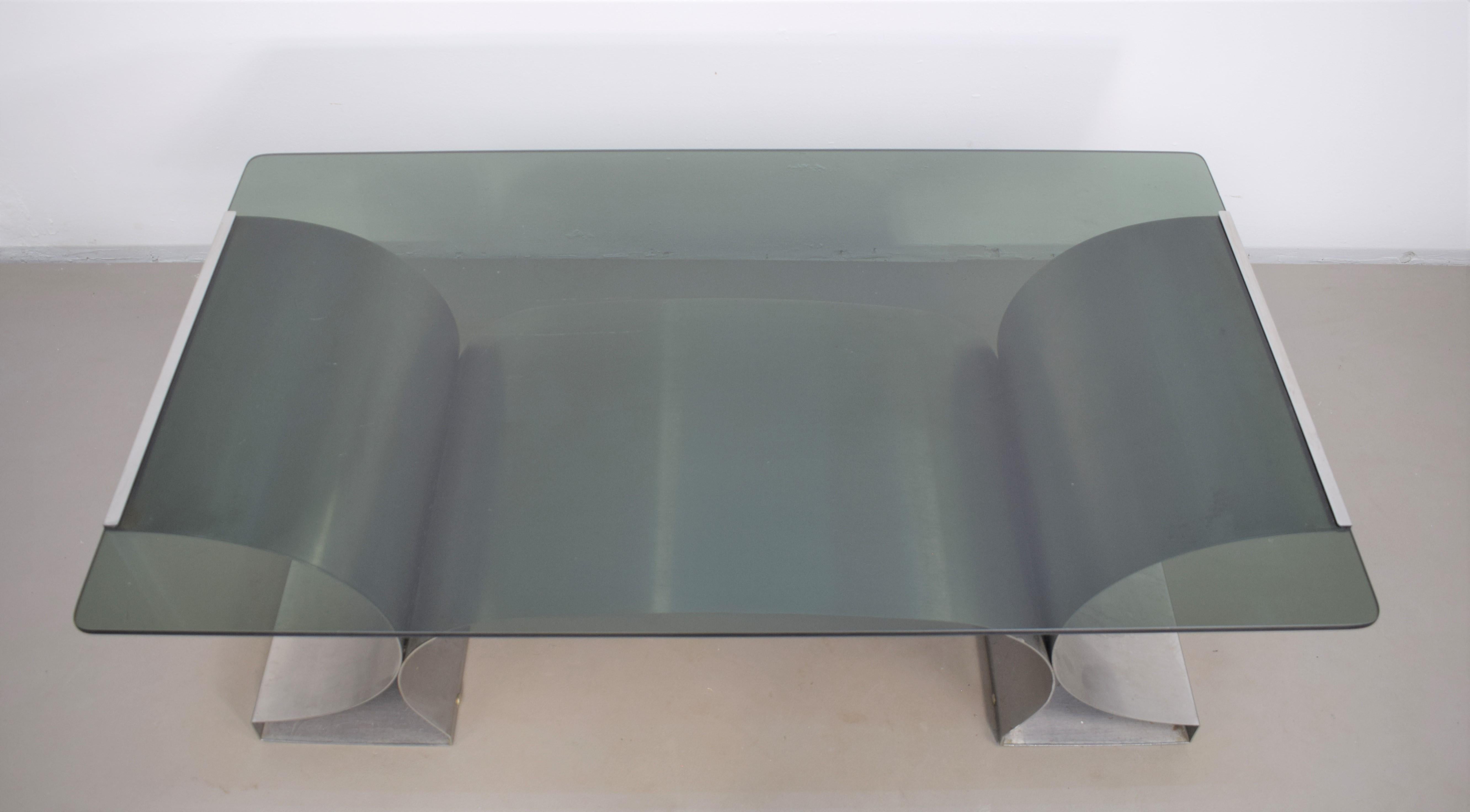 Acier Table basse rectangulaire de Francois Monnet, France, années 1970 en vente