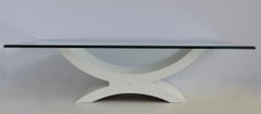 Coffee Table Crystal Top and Neutral  Palette Shagreen Base Handmade in Italy