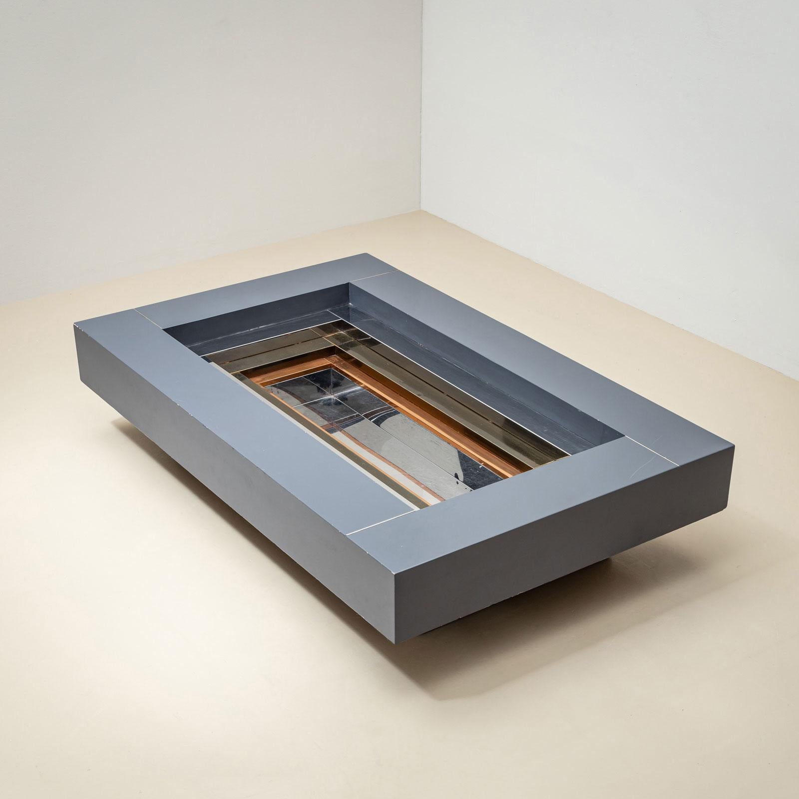 Metal Rectangular Coffee Table, Designed by Alain Delon for Maison Jansen, France For Sale