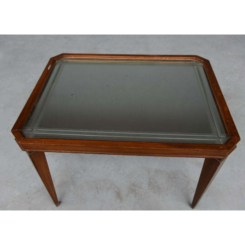 20th Century Rectangular Coffee Table from the 40s Mirror and Mahogany For Sale