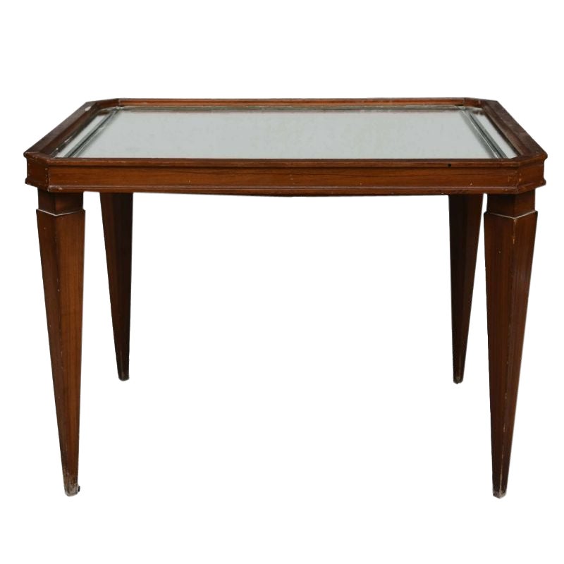 Mesa de centro rectangular de los años 40 Espejo y caoba