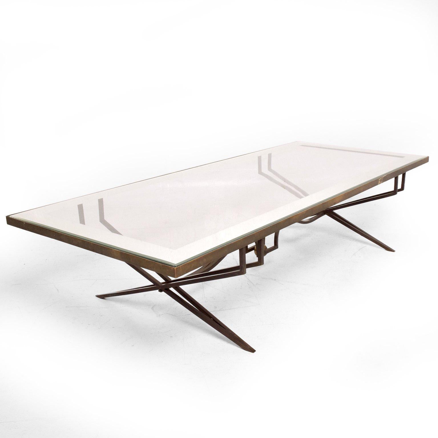 Mid-20th Century Rectangular Coffee Table in Brass Attributed to Arturo Pani