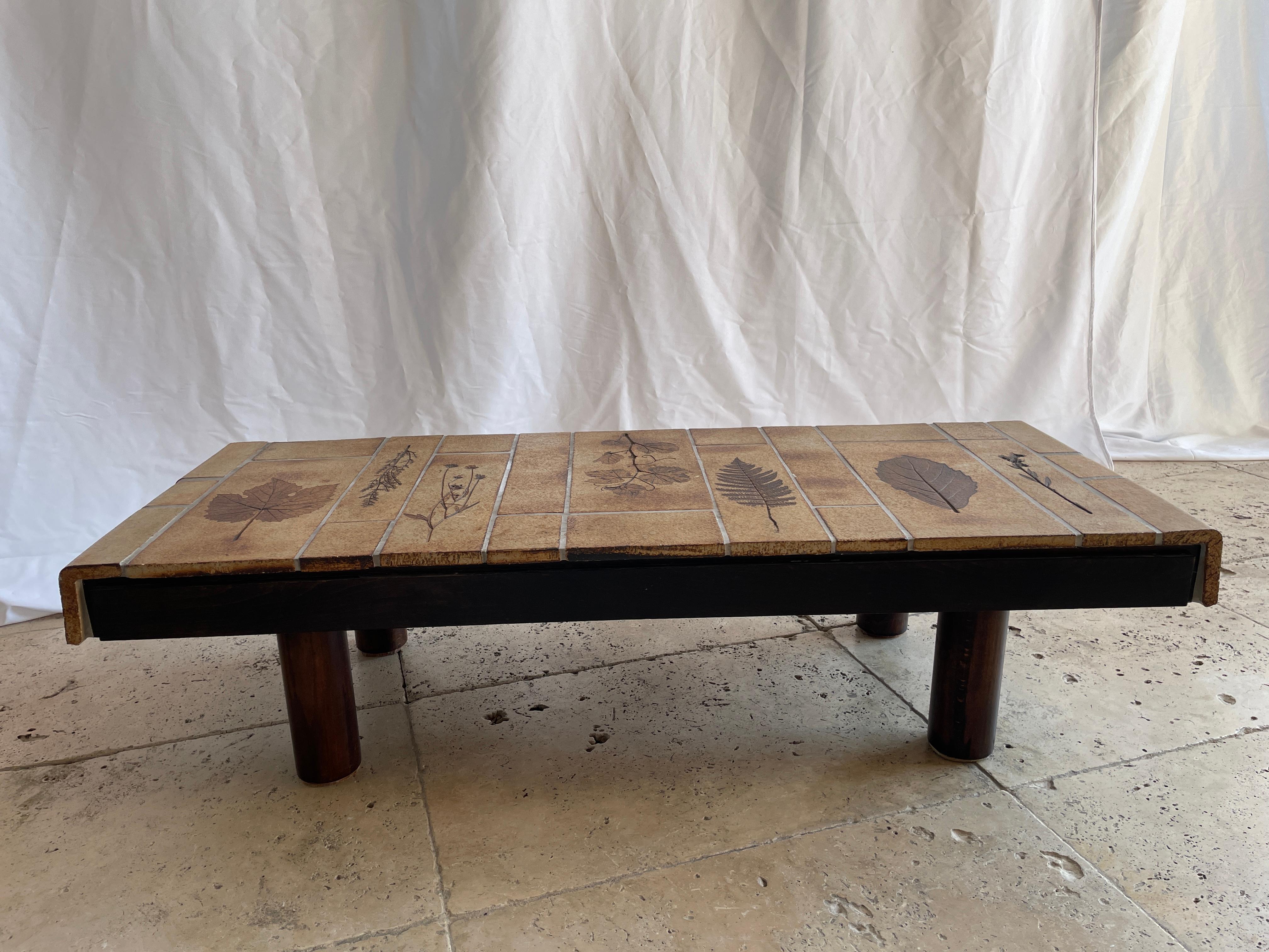 Mid-Century Modern Rectangular Coffee Table in Ceramic Tiles by Roger Capron, France, circa 1970