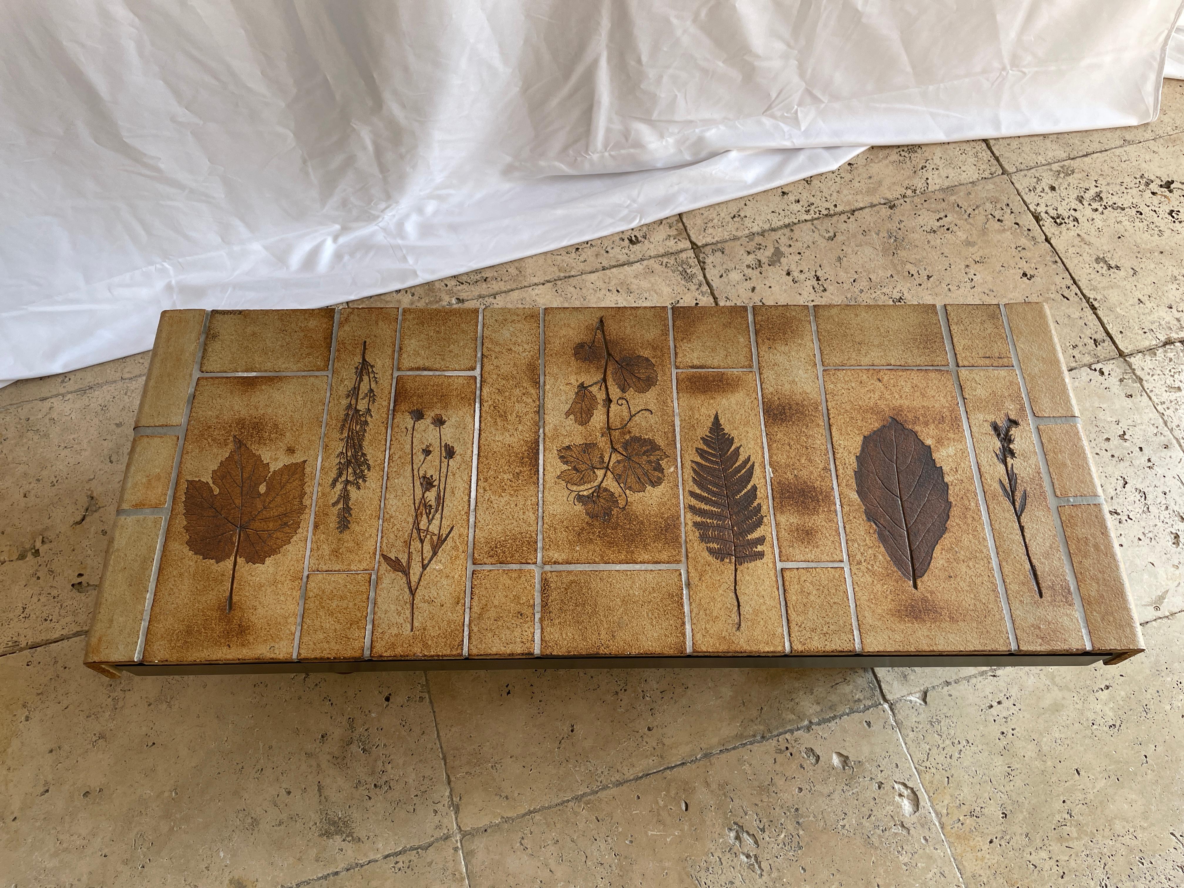 French Rectangular Coffee Table in Ceramic Tiles by Roger Capron, France, circa 1970