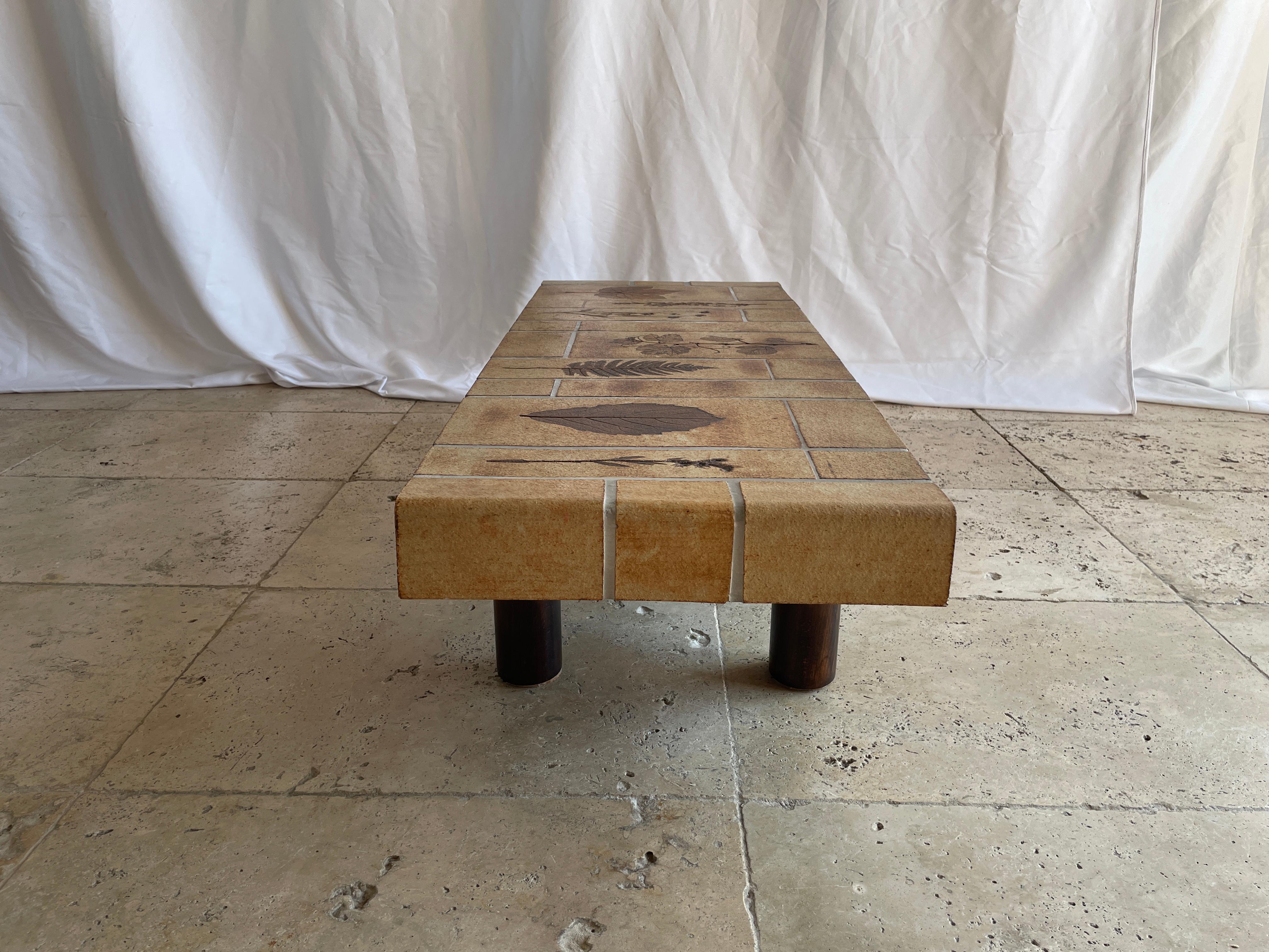 Late 20th Century Rectangular Coffee Table in Ceramic Tiles by Roger Capron, France, circa 1970