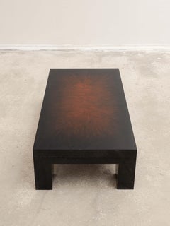 Mid Century French Lacquered Wood Black Coffee Table