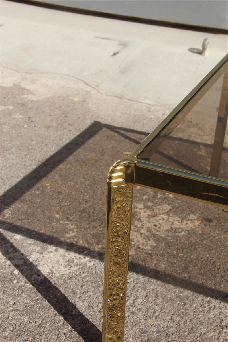 Rectangular Coffee Table in Gilded Brass and Glass Top Bontempi, 1970s, Italian In Good Condition In Palermo, Sicily