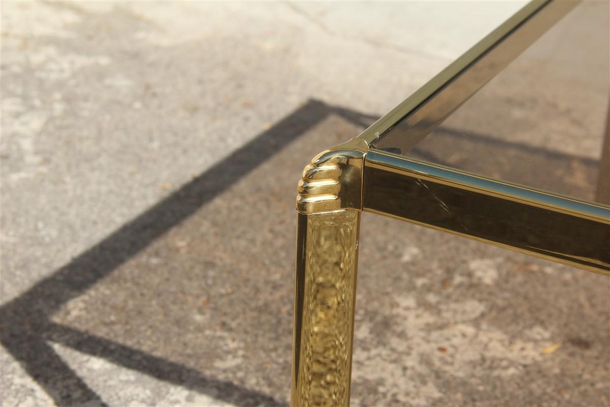 Late 20th Century Rectangular Coffee Table in Gilded Brass and Glass Top Bontempi, 1970s, Italian
